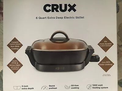 CRUX 6 Quart Extra Deep Electric Skillet NEW In Box • $49.99