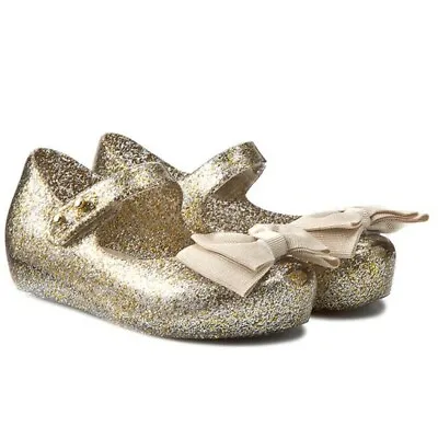 New MINI MELISSA ULTRAGIRL SWEET BB 31652 Mixed Golden Glitter Mary Jane Shoe • $69.99