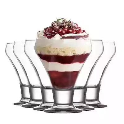 LAV 6x Frosty Ice Cream Bowls Dessert Serving Glasses 9cm Clear • £12