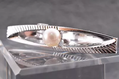 MIKIMOTO   Neckltie Pin Pearl Silver With Own Box With Signed Japan Vintage. • $98.25