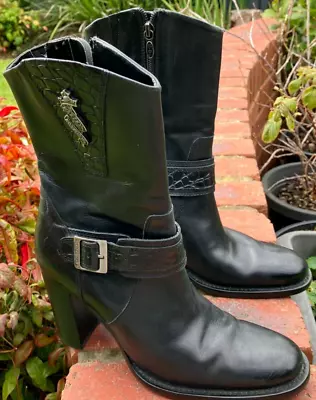 Harley Davidson Womens Black Leather Motorcyle Boots US Size 7 • $110