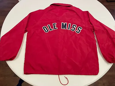 VINTAGE 70s 80s Ole Miss Rebels Windbreaker Jacket XL Russell Athletic￼ • $49.95