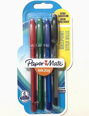 Ballpoint Pens Black Blue Red Green Paper Mate Ink Joy Set Of 4 Biro 1mm Medium • £3.80