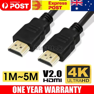 Premium HDMI Cable V2.0 Gold Plated High Speed 3D 4K Ultra HD 1m 2m 3m 5m SYD • $7.45