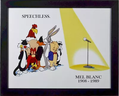 🟢🔴 Mel Blanc Speechless 14 X11 Tribute Warner Bros Print NEW Frame Glass • $134.18