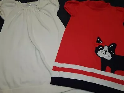 (2) Gymboree And Cherokee Girls 2T Ivory And DOG Sweater Dresses For Fall SO CUT • $11.99