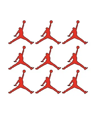 9 X Red Michael Jordan 5.35cm X 5cm Jumpman Vinyl Sticker Decal Nike Air (right) • $6.22