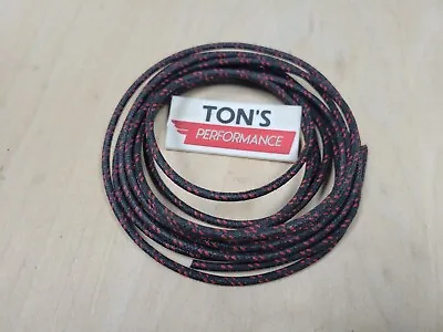 10 Feet Vintage Braided Cloth Covered Primary Wire  18 Ga Gauge Black  W/ Red • $5.28