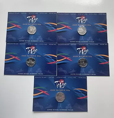 2021 Gibraltar Tokyo Olympic 50p Coin Set Of 5 Fifty Pence (Carded) • £32.99