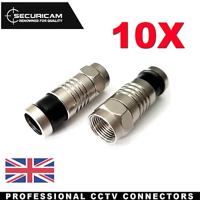 10 F Compression Connectors Waterproof Seal For Coax And Shotgun Cables RG59 RG6 • £5.99