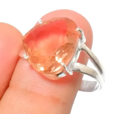 Morganite Gemstone Handmade 925 Sterling Silver Jewelry Ring Sz 9.25 (US) • $10.99