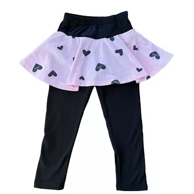 Girls Toddler 4T Heart Pantskirt Leggings Attached Skirt • $7.99