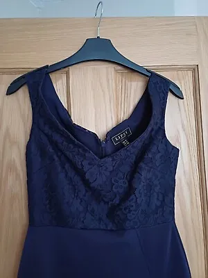£6.50 • Buy LIPSY NAVY BLUE BARDOT SCUBA MAXI DRESS FRONT SPLIT Size 8 