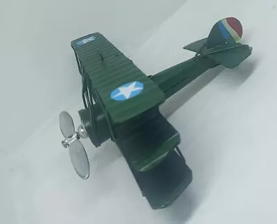 Vtg. Green Sopwith Tri-plane Metal Airplane Toy Model WWI W Stars. Small. • $20