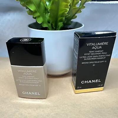 Chanel Vitalumiere Aqua #91 Ultra Light Perfecting Sunscreen Makeup SPF 15 • $43.90