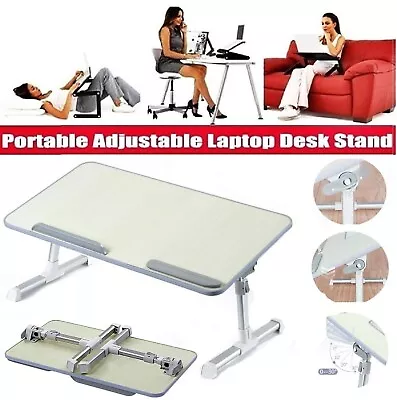 Foldable Desk Laptop Stand Portable Table Adjustable Cup Slot Computer Bed Study • $40.99