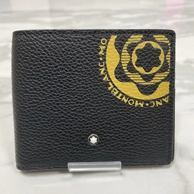 Montblanc Double Billfold Wallet 6cc Black & Yellow Leather New Unused Italy • $249