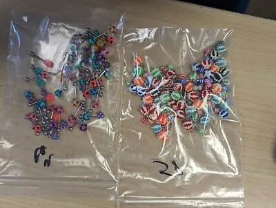 New Mixed Body Jewelry Lot Tongue Naval Belly Button New 122 Pieces  • $50