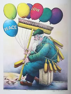 $600 • Buy Seymour Rosenthal, Peace And Love Brushman, Lithograph, Signed And Numbered In P
