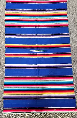 VTG Mexican Blanket Southwestern Rug Serape Saltillo Colorful Stripes 41 X 75  • $74