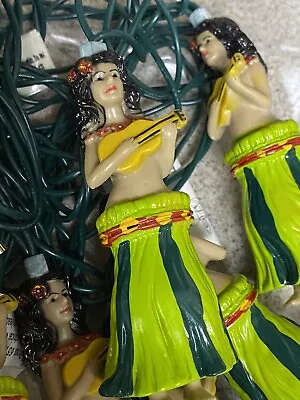 10 Hula Girl With Ukulele String Lights Set Luau Tiki Tested Works Vintage • $19.99