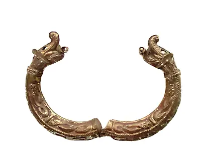 Antique/Vtg Tibetan Tribal Hinged Silver Alloy Bracelet Double Repouse Dragons • $39