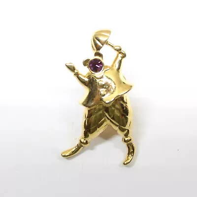 Vintage Monet Clown Holding Umbrella Purple Stone Pin Gold Tone Lapel • $9.98