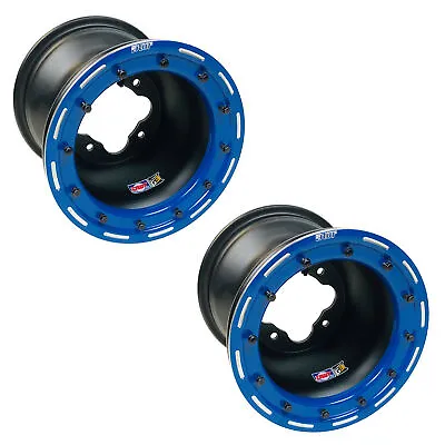 DWT G3 Rear Blue Beadlock Wheels Rims Pair 8  8x8 3+5 4/115 YFZ 450 450R 450X • $319.95