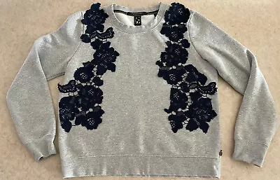 Scotch & Soda Maison Scotch Crew Neck Pullover Lace Appliqué Women’s XS Gray • $31.28