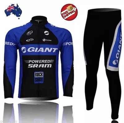 Men Giant Bicycle Cycle Clothes Sleeve Shirt Jersey Long Pants Cycling Suit • $52.95