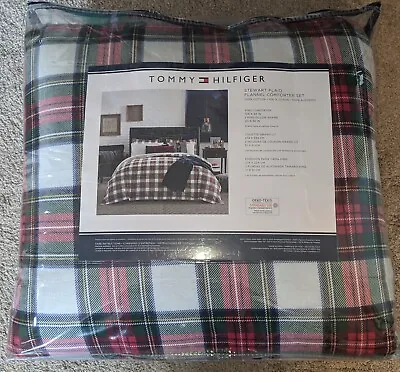 Tommy Hilfiger Stewart Plaid Flannel King Size Comforter Set 100% Cotton • $199.98