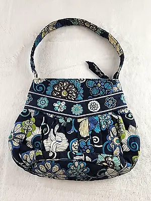 VERA BRADLEY Mod Floral Bag (Retired) Blue Beige Cotton Zip Closure Purse • $6.99