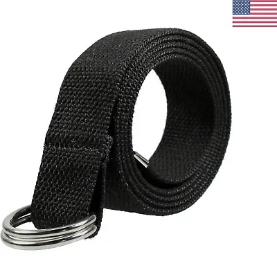 Heavy-Duty Canvas Web D Ring Belt - Silver Buckle - Military Style - 1 Or 3 Pcs • $15.99