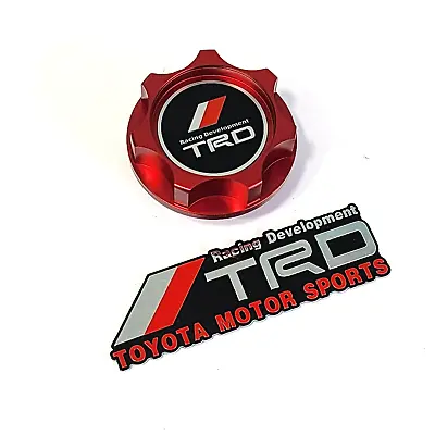 $24.50 • Buy Red Billet Racing Engine Oil Filller Cap For Corolla Tundra Fj + Trd Emblem Jdm