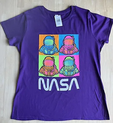 (LG) NASA Vibes Astronaut Shirt WARHOL Inspired Purple Neon Graphic Tee NWT • $26.99