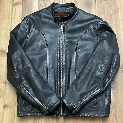 Vintage Schott 641 Brown Steerhide Leather Racer Jacket Size 42 With Pile Liner • $150