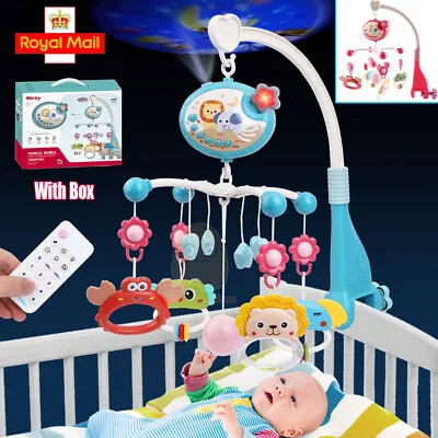 Baby Musical Crib Bed Bell Cot Mobile Moon + Star Dream Light Nusery Lullaby Toy • £16.59