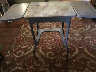 $75 • Buy Vtg Rolling Metal Typewriter Cart Gray Desk Metal Side Table Drop 