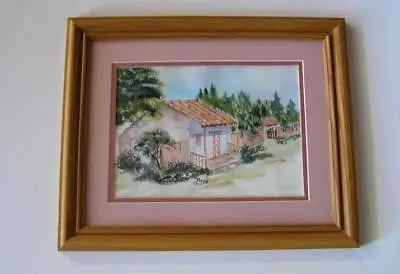 Original Framed Watercolor Of Adobe Cottage House By Blanca Martinez 16  X 13  • $41.99