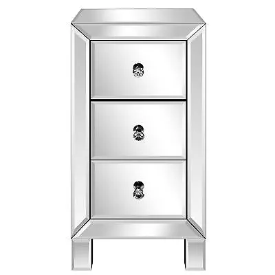 Crystal Mirrored 3-Drawer Nightstand Accent Chest Cabinet Bedside Table • $89.90