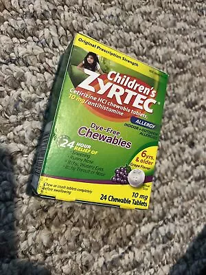 A Children's Zyrtec Allergy Dye-Free 24 Grape Chewables 6+ Years Exp 5/24 • $5.98