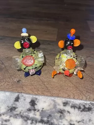 Vintage Murano Glass Clown Figurines Venetian Art Glass Italy 2 Piece Set • $43