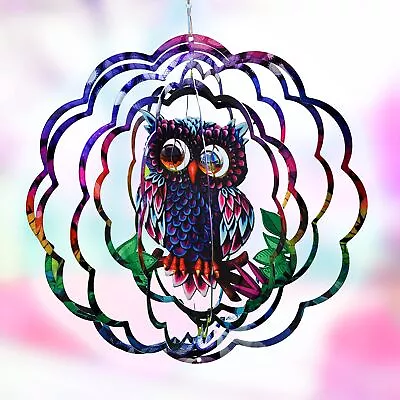 Kinetic 3D Metal Outdoor Garden Decor Wind Spinner (Mystical Owl • $23.99