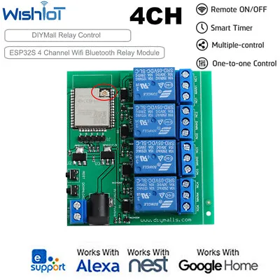 4 Channel Remote Switch Wifi Bluetooth Relay Module Built In ESP32S For Android • $20.90