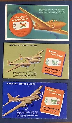 Vintage Bond Bread Ink Blotters (3) Aircraft P-38 B-17 Jet Propulsion  • $8.99