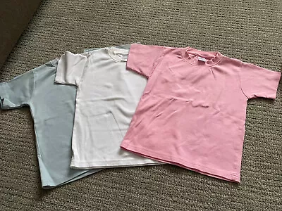 Lot Of 5 Blank Kids T-shirts Blue White Pink Size 4 100% Cotton • $10