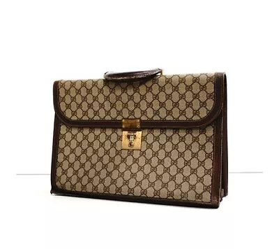 Authentic Gucci Vintage GG Monogram Briefcase Business Bag Brown • $420