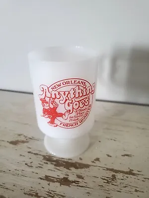  Anything Goes  New Orleans French Quarter Vtg Milk Glass Mug Pedastol Footed • $15
