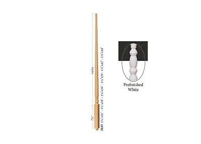 5015 Baluster Red Oak/Poplar Pre-finished White Rail Spindles 1.25 X1.25  36-42  • $5.14
