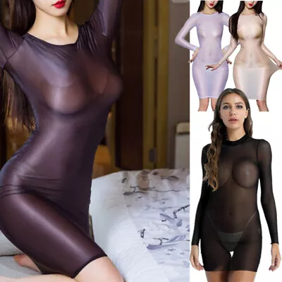 Sexy Women See Through Mini Dress Mesh Sheer Bodycon Lingerie Babydoll Nightwear • $11.52